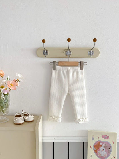 2025 Winter New Baby Plus Velvet Thick Leggings Cotton Girls Cute Bow Warm Trousers Infant Fleece Casual Pants Toddler Clothes