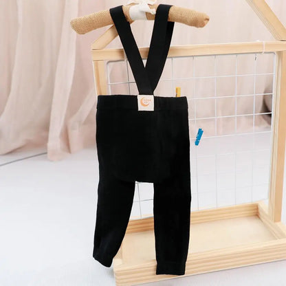 2025 Spring Fashion Boy Baby Solid High Waist Overalls Girl Children Cotton Leggings Infant Casual Suspenders Pants Kid Trousers