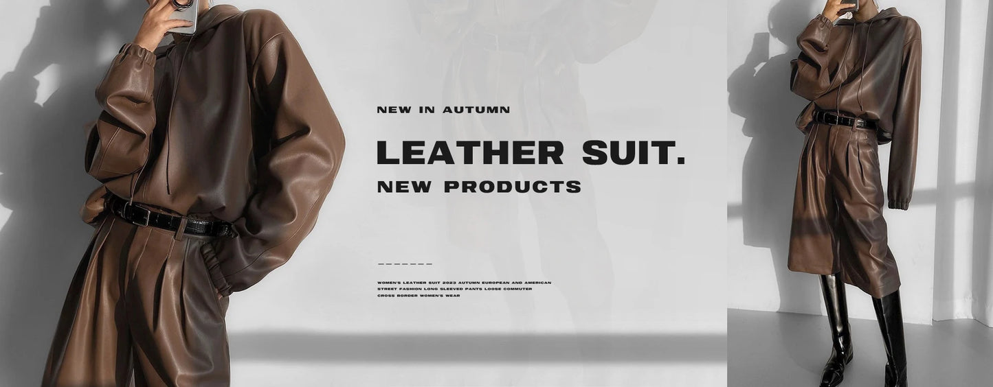 Oymimi Fashion Brown Print Two Piece Set For Women Elegant V-Neck Long Sleeve Lace-Up Shirts And Straight Full Length Pants Sets