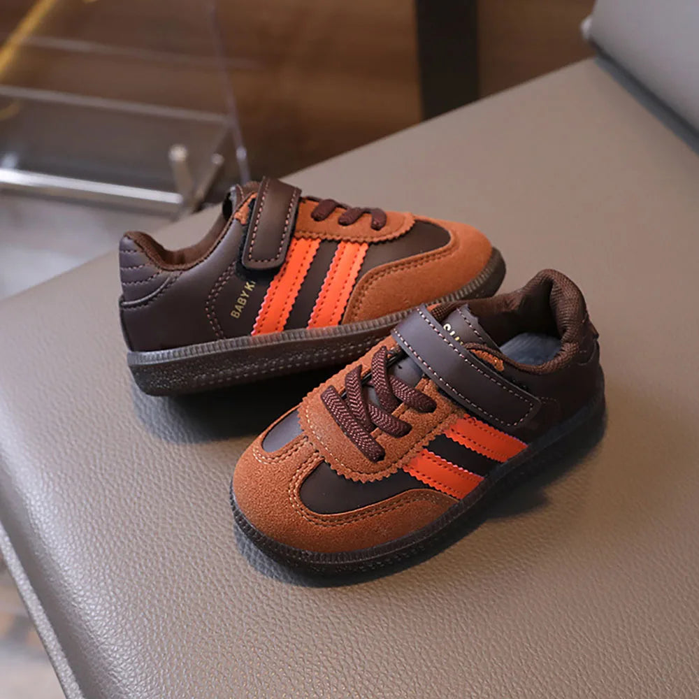 PU Leather Sport Shoes For Children Soft-soled Waterproof Girl's Sneakers Ergonomics Anti-slippery Toddler Shoes For Kids