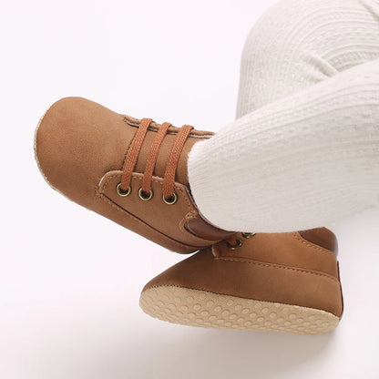 Fashionable 0-18M Boys and Girls' Shoes Classic Solid Color Leather Bottom Anti slip Preschool First Step Casual Sports Shoes