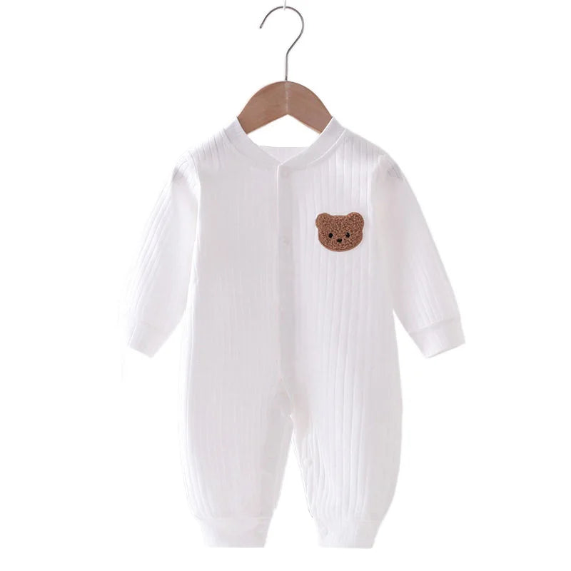 Autumn Baby Romper Solid Color Bear Jumpsuit Cotton Spring Newborn One-Pieces Clothing for Boys Girls Infant Onesie 0-18M