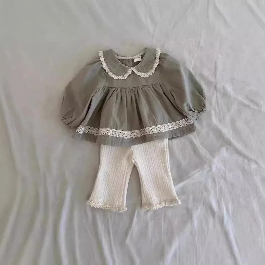 Autumn New Girls Lace Leggings Infant Trousers Cotton Cute Baby Girl Flared Pants Toddler Elastic Pants Kids Casual Pants