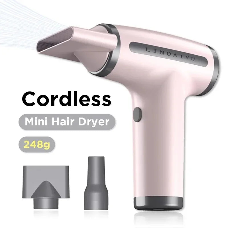 Wireless Hair Dryer Multifunctional  Air Duster Blower Travel Portable USB Rechargeable Negative Ions Blow Dryer