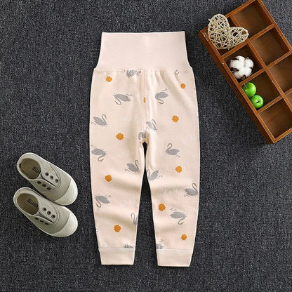 Baby Girls Boys Pants Toddler Bottoming Leggings Children Cotton Cartoon Trousers High Waist 2024 Autumn Newborn Kids Clothing