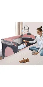 Baby Crib,3 in 1 Baby Bassinet Bedside Crib Adjustable Portable Bed for Infant, Baby Newborn Must Have Bed