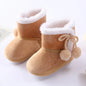 Winter Snow Baby Boots Faux Fur Warm Fluff Balls Indoor Cotton Soft Sole Infant Newborn Toddler Baby Shoes 0-18M