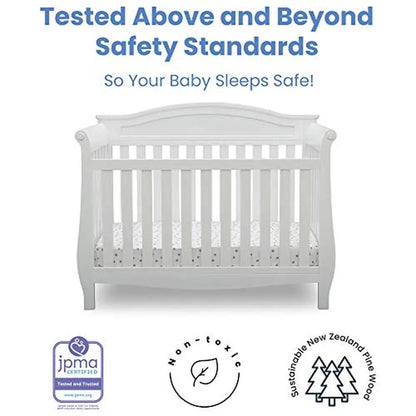 Convertible 4-in-1 Baby Crib Bianca White Toddler Daybed Full Size Rails Solid Pine Wood JPMA Certified Nursery Collection