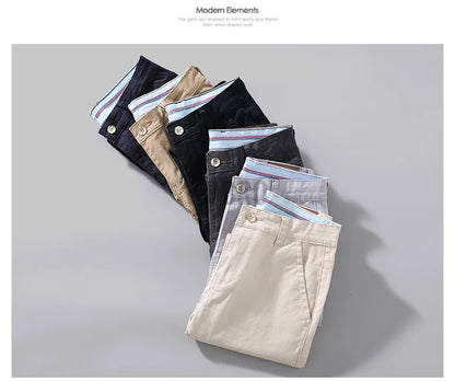 KUBRO Korean Style Cotton Soft Elastic Slim Straight Trousers Summer Thin Office Fashion Versatile Men's Business Casual Pants