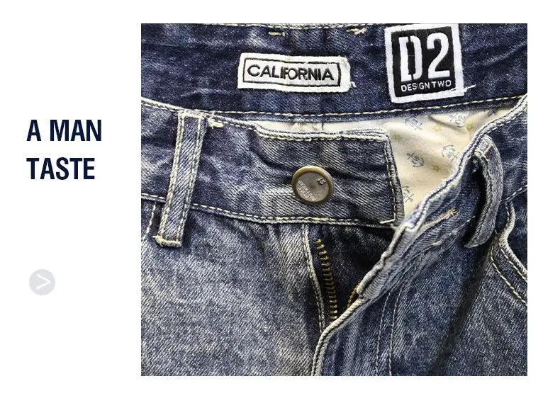 Korean Luxury Clothing Men's Summer Denim Knee Length Shorts 2025 Fashion Designer Ripped Hole Cowboy Korean Slim Short Pants