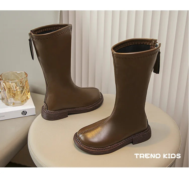 New Design Children Boots Girls Leather Shoes White Luxury Casual Sports Shoes Autumn Lightweight Girls Ankle Boots