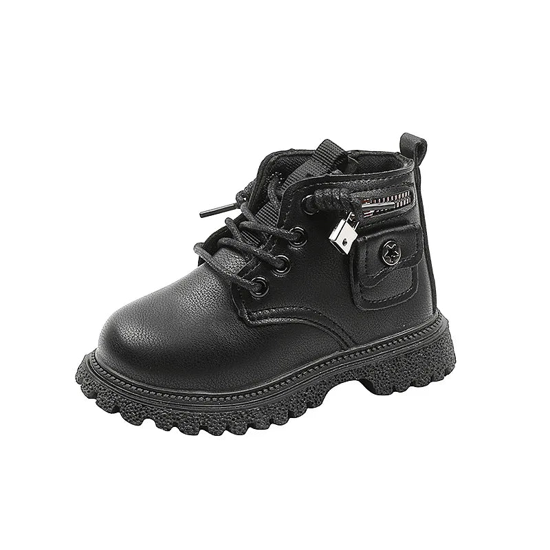 Spring Autumn Children Ankle Boots Classic Simple Black Boots for Girl Fashion Causal Kids Boots for Boys Leather Versatile Soft