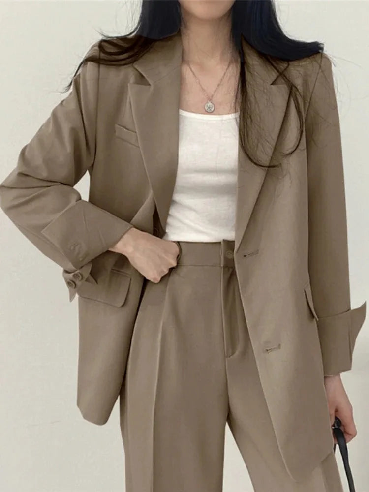 Korean Fashion Spring Women's Suits Casual Top Trousers 2 Piece Sets Women's Outfits Coats Slim Fit Blazers for Women Clothing