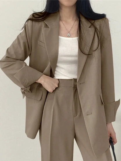 Korean Fashion Spring Women's Suits Casual Top Trousers 2 Piece Sets Women's Outfits Coats Slim Fit Blazers for Women Clothing