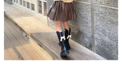 Long Boots for Girls and Children 2025 New Winter Long Leather Boots Princess Foreign Girls Plus Cashmere Shoes