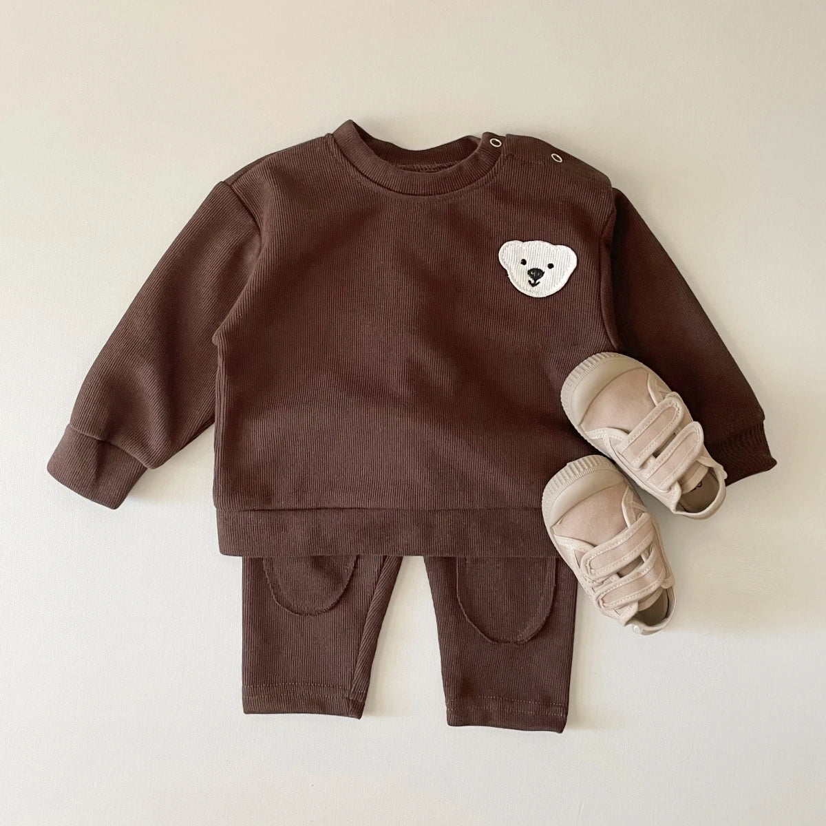 Infant Baby Boys Girl Clothes Newborn Autumn Long Sleeve Goose Bear Pattern Cotton Tops Casual Pants Toddler Clothing Outfit Set