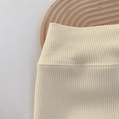 MILANCEL Baby Leggings Toddler High Waist Fleece Thermal Trousers Infant Solid Color Pants