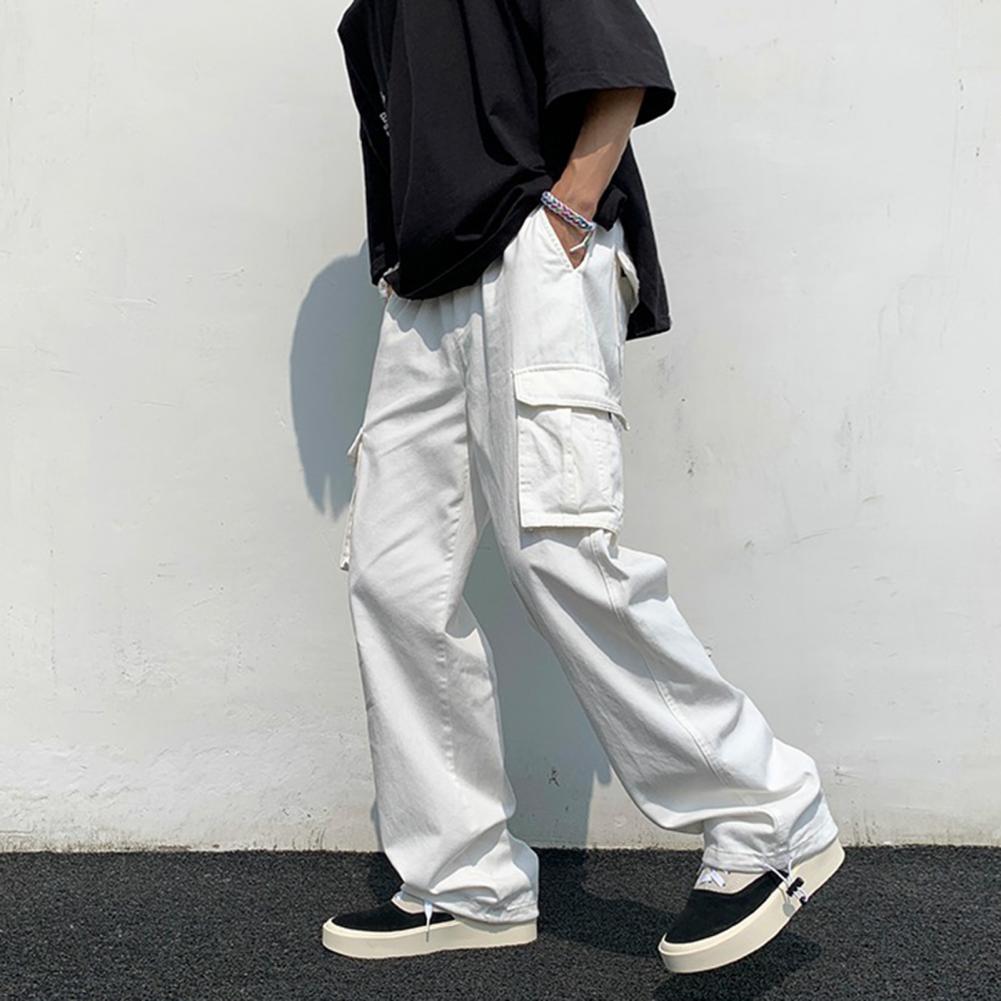 New Cargo Pants Men's Loose Straight Oversize Clothing Solid Grey Versatile Work Wear Black Joggers Cotton Casual Male Trousers
