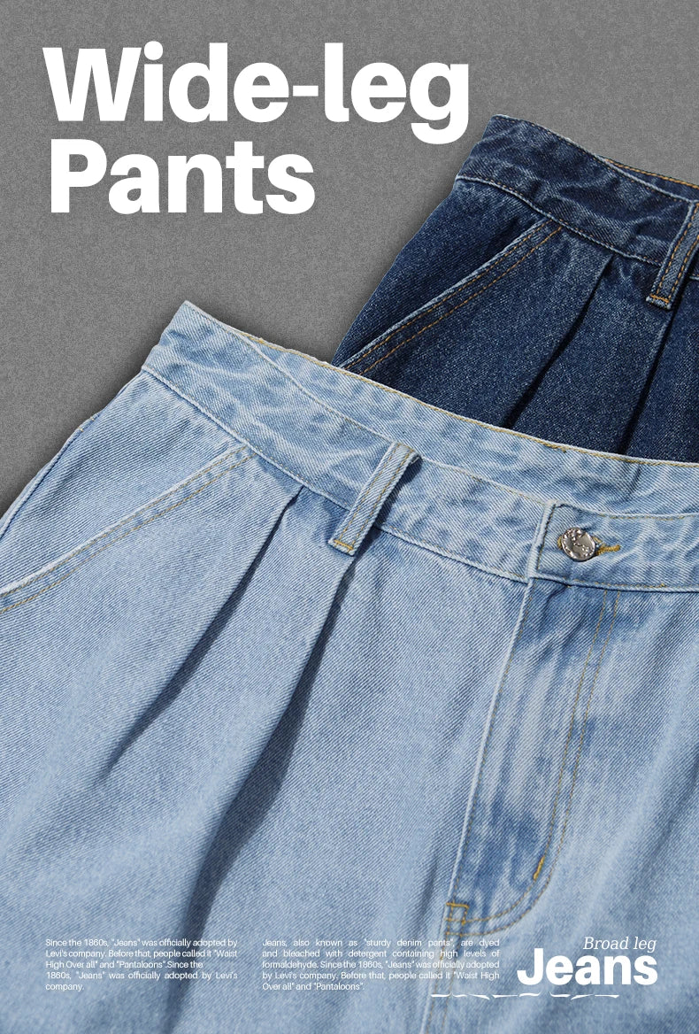 INFLATION Brown Retro Washed Denim Pants Unisex Classic Straight Leg Jeans Male Trouser Plus Size