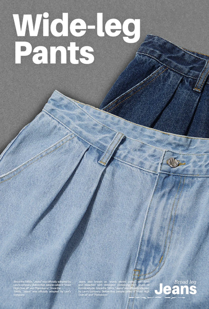 INFLATION Brown Retro Washed Denim Pants Unisex Classic Straight Leg Jeans Male Trouser Plus Size