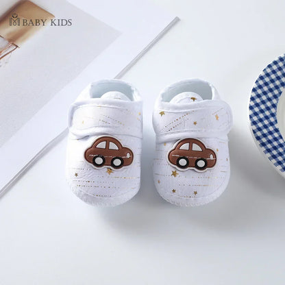 Cotton Newborn Baby Shoes Cartoon Pattern First Walkers for Girl Boy Plaid Soft Sole Walking Sandals 0-12month