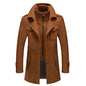 Autumn Winter Men's Woolen Coat Fashion Double Neck Coat Solid Color Long Sleeve Jacket