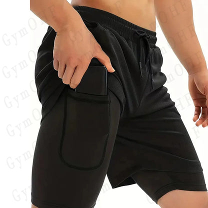 Goku Anime Running Shorts Men Fitness Gym Training 2 in 1 Sports Shorts Quick Dry Workout Jogging Double Deck Shorts