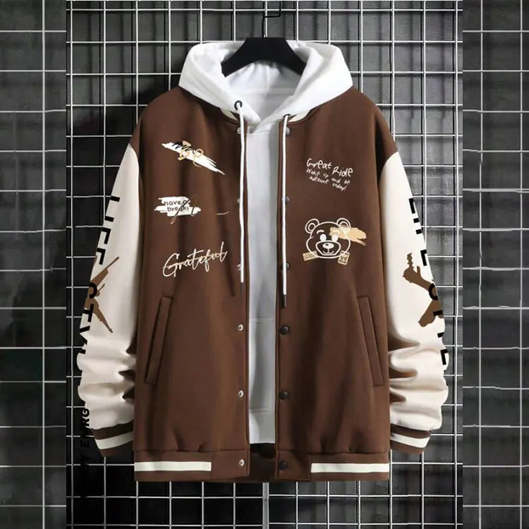 2025 New Jacket Coat Letter Printed  Wear Men Baseball Jacket Casual Long Sleeve Stand Jackets Men's Coats Sweatshirts Outerwear