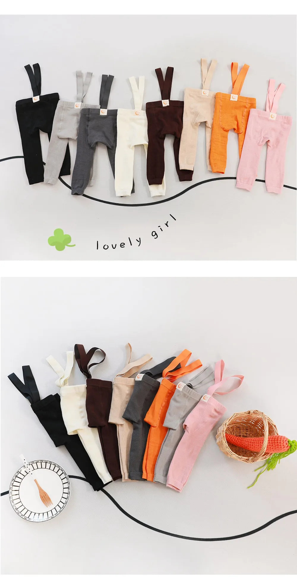 2025 Spring Fashion Boy Baby Solid High Waist Overalls Girl Children Cotton Leggings Infant Casual Suspenders Pants Kid Trousers