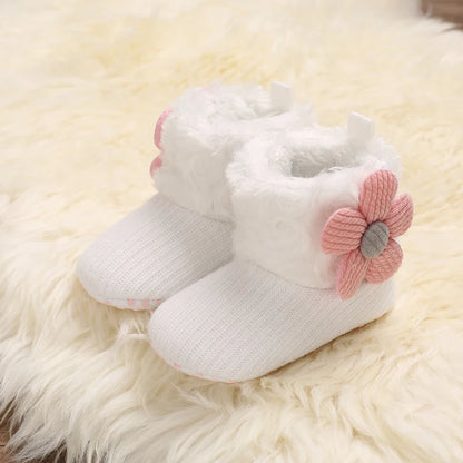 Autumn and Winter Baby Plush Thick Warm Cotton Shoes 0-18 Months Soft Soled Comfortable Non Slip Boots