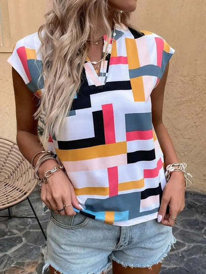 Women's Blouse Casual Short Sleeve Shirt Simple V Neck Tops Elegant Shirts And Blouses Deals Summer Youthful Woman Clothes 2025