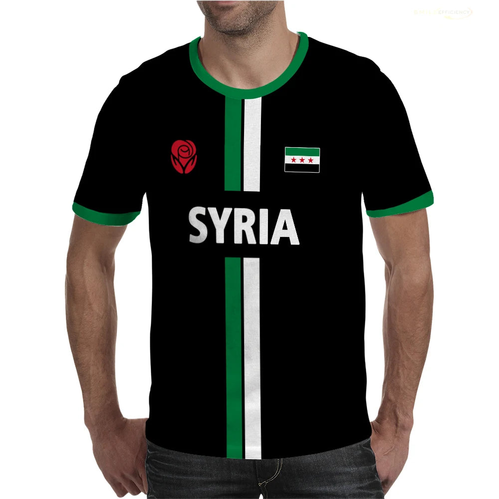 New Syria Football Jersey Men's Sports T-shirts Syrian Flag Street Oversized Tops Unisex Casual Graphic T-shirts Men's Gifts