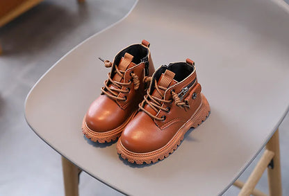 Spring Autumn Children Ankle Boots Classic Simple Black Boots for Girl Fashion Causal Kids Boots for Boys Leather Versatile Soft