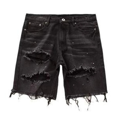 Men's Summer Distressed Shorts Fashion Slim Ripped Short Jeans Vintage Streetwear