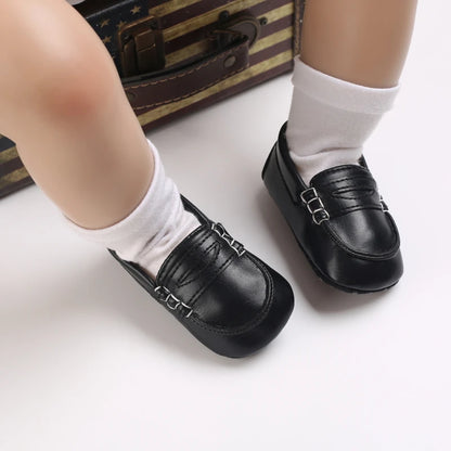 Newborn Baptist Shoes New Leather Gentleman Shoes Anti-slip Soft Bottom Indoor Baby Boys and Girls Casual Shoes Walking Shoes