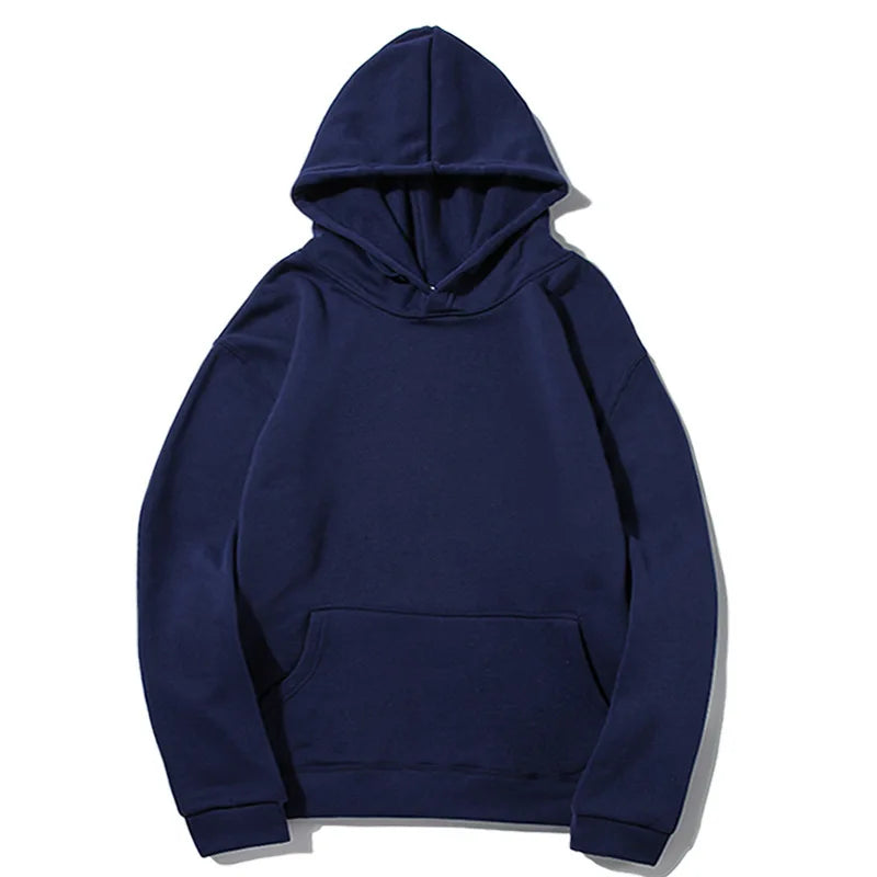 New Fashion Loose Hoodies For Men Spring and Autumn Casual Hooded Sweatshirt Men's Simple Tops Solid Color Thick Clothing Male