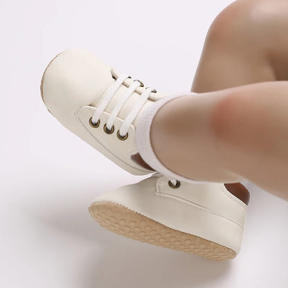 Fashionable 0-18M Boys and Girls' Shoes Classic Solid Color Leather Bottom Anti slip Preschool First Step Casual Sports Shoes