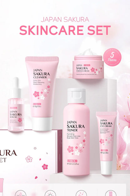 LAIKOU Sakura Kit Skin Care Sets Moisturizing and Reducing Fine Lines Cleansing Pore Product 5-Piece Korean Christmas Gift Set