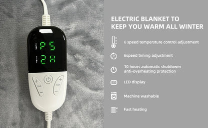 Heated Blanket-Electric Blanket, Soft Heated Throw Blanket with 6 Heating Levels & 4 Hours auto-Off,Over-Heat Protection