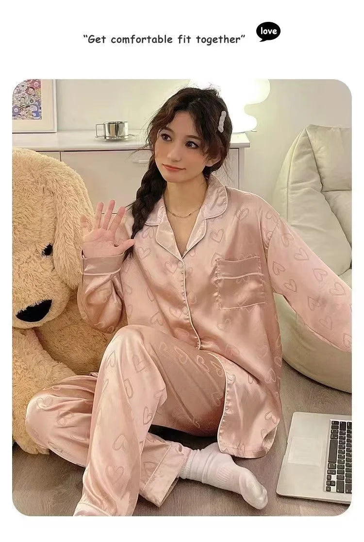 Summer Cool Ladies Faux Silk Polyester PJ Sexy Sling Pajama Sets Home wear Women's Pajamas Female Sleepwear Home wear Gift for GF