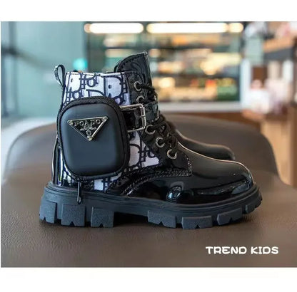 Spring and Autumn Girls Kids Shoes Ankle Boots Fashion British Style Single Boot Soft Sole Versatile Children's  Leather Shoes