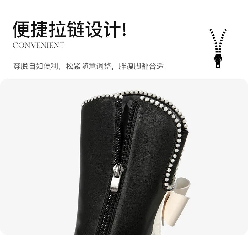 Long Boots for Girls and Children 2025 New Winter Long Leather Boots Princess Foreign Girls Plus Cashmere Shoes