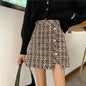 Tweed Skirts for Women Solid High Waist Slimming Skirts Autumn Spring 2025 Buttons Double Breasted Tweed Wool Mini Skirt