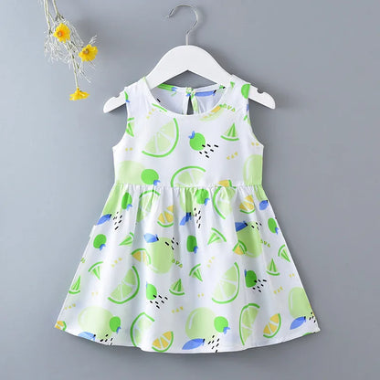 Casual Baby Girl Vest Cotton Infant Dress Toddler Sleeveless A-Line Pleated Kids Clothes Mini Princess Dress