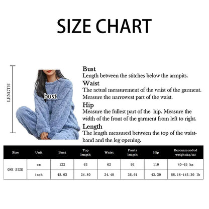 Fleece Women Pajamas Set Winter Sleepwear Solid Velvet 2 Piece Pant Home Suit Fluffy Casual Pajama Warm O-neck Night Wear