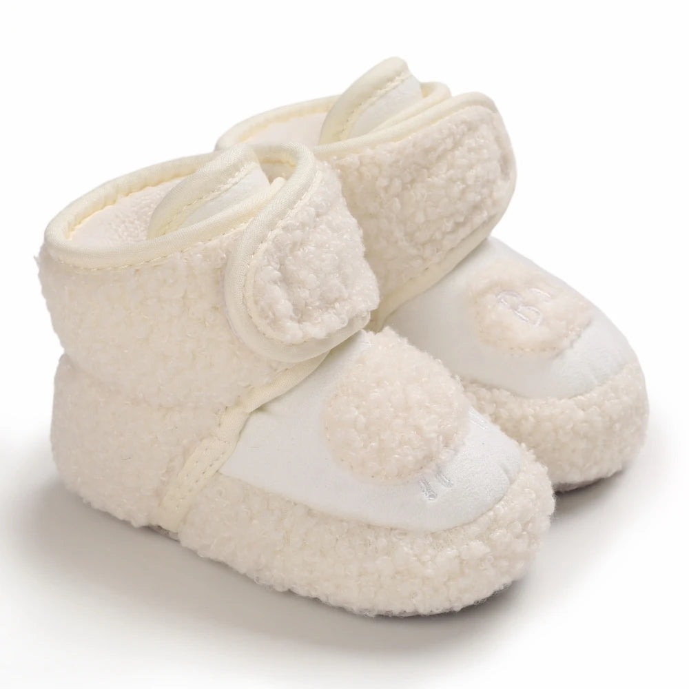 2025 Baby Autumn Winter Boots Baby Girl Boys Winter Warm Shoes Solid Fashion Toddler Fuzzy Balls First Walkers Kid Shoes 0-18M