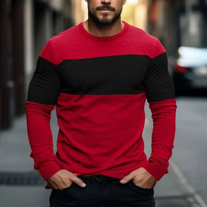 Fashion Autumn  Men's Cotton Pullover Long Sleeve Tops T-shirts 3d Printed  Graphic  Stripe O Neck  Casual  Oversized Tee 2025