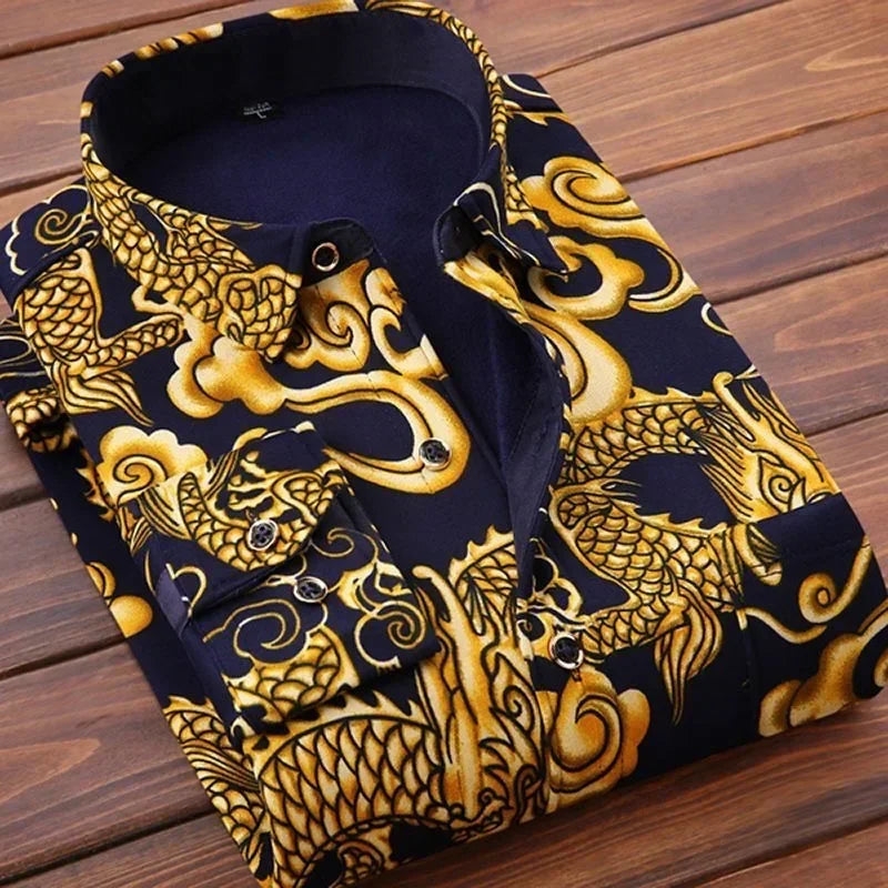 2025 Men's Autumn Winter Casual Fleece Plaid Shirt Fashion Soft Warm Turn Down Collar Long Sleeve Shirt Male High-Quality Tops