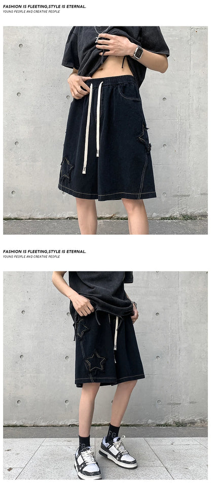 2025 Summer Shorts Men Loose spodenki meskie Vintage Denim Basic Simple Hot Sale High Waist Leisure Ulzzang Streetwear Short
