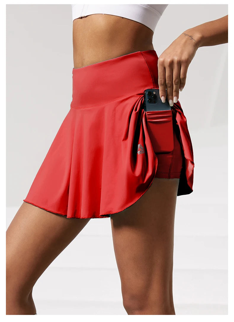 Women Sports Tennis Short Skirts Fitness Gym Leggings Golf Badminton Skort Athletic Running Workout Pleated Skirt With Pocket
